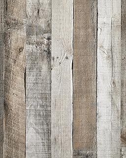 Yun-aeon Natural Wood-Grey Wood Contact Paper Peel and Stick Wallpaper 17.3”x 80”Self Adhesive Removable Vintage Faux Wood Wall Paper Plank Shelf Home Decoration Kitchen Counter Cover Use