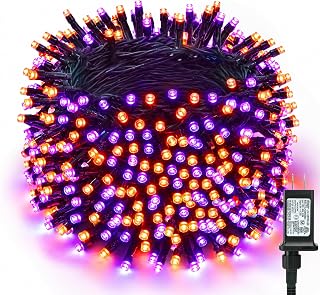 Brizled Halloween Lights Outdoor, 95.14ft 240 LED Purple & Orange Lights | Connectable; Timer; 8 modes; Waterproof; Plugin twinkle mini Halloween string lights for indoor outside spooky decor