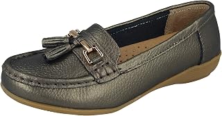 Ladies Real Leather Tassel Slip On Moccasin Flat Nautical Boat Shoes Loafers Size 3-8