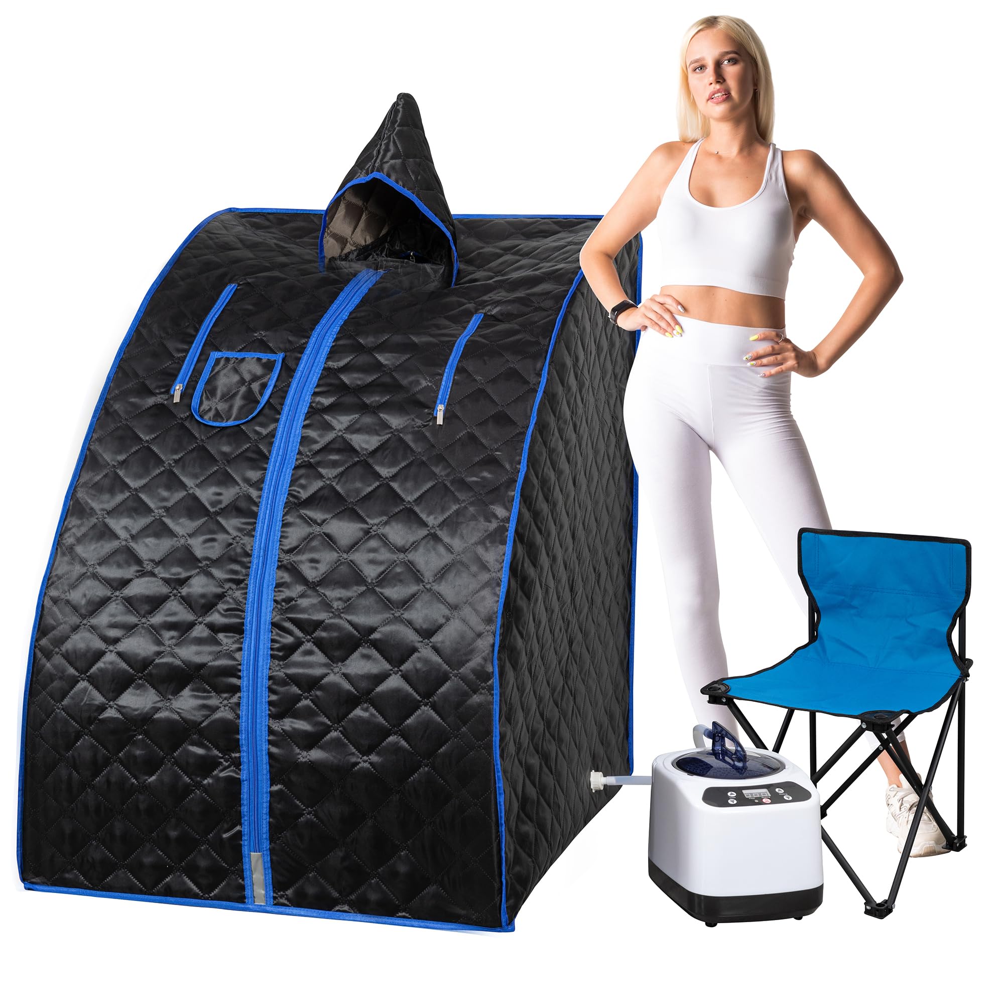 BOCHPOWER Portable Sauna Box, 3.0L Steamer, Remote Control, Folding Chair, 9 Lev