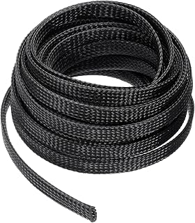 6.5m - 9.5cm Expanding Braided Cable Sleeve for PET Cable Management for TV, Computer, Audio, Home and Office Devices, Black
