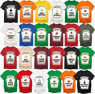 Halloween Costume Matching Group Condiments Shirt, Ketchup Yellow Mustard T-Shirt, Fire Hot Soy Tshirt Matching Family