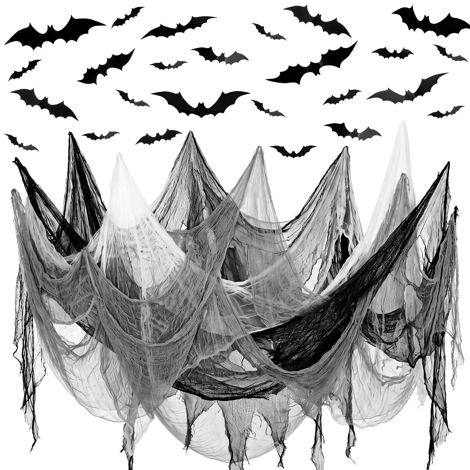 Vincreem Halloween Creepy Cloth 100 Pcs 3D Bat Sticker, Black,White,Grey | 394x7