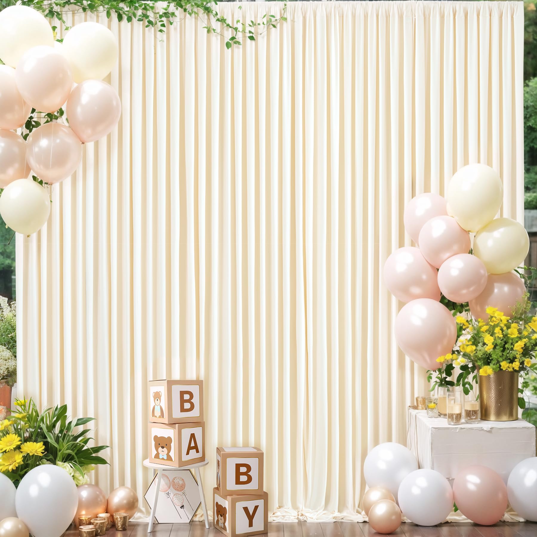 10x10 Champagne Backdrop Curtain for Parties Wedding Baby Shower Wrinkle Free Ph