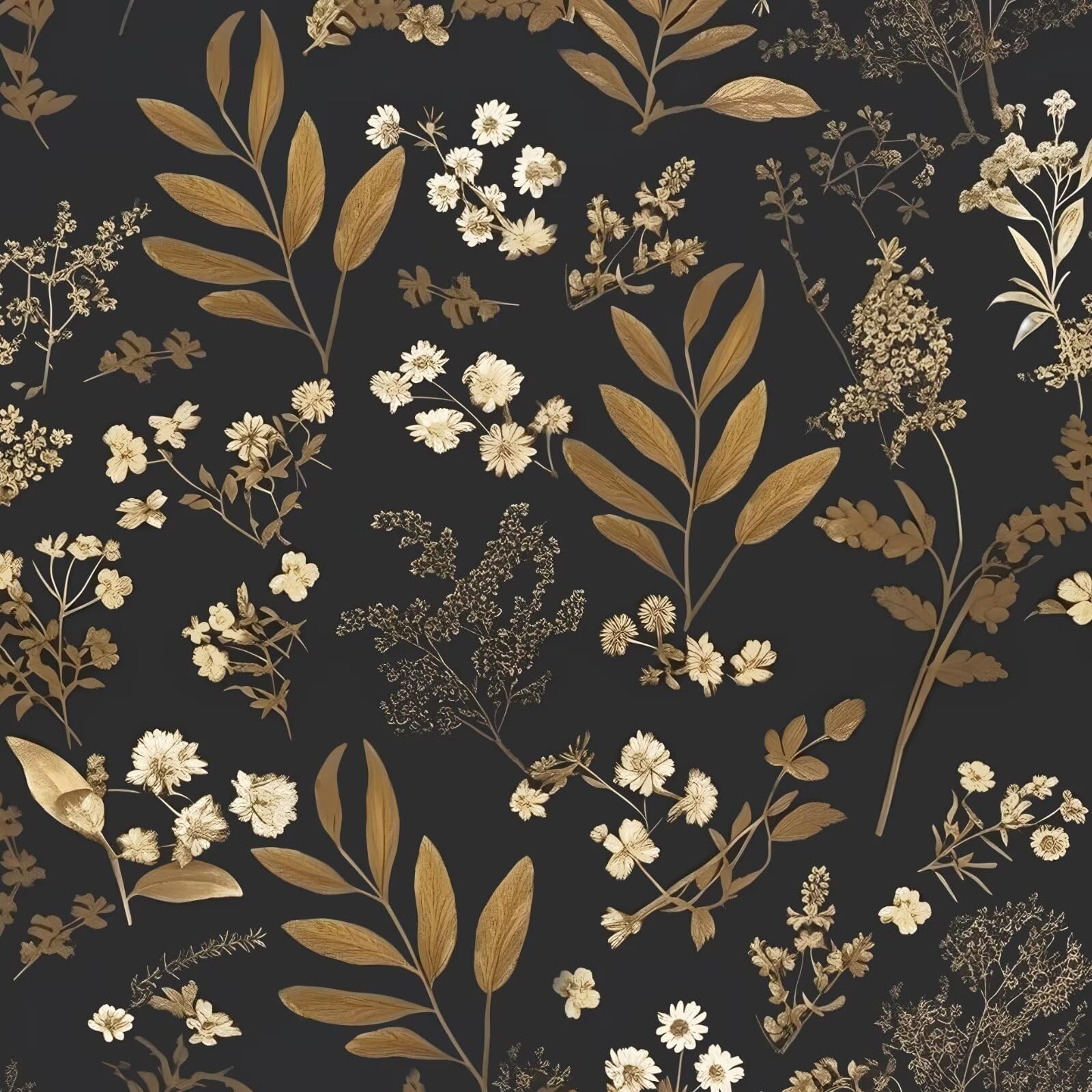 Laatse Vintage Wallpaper Peel and Stick Black Floral Wallpaper 17.5'' x 393'' Go