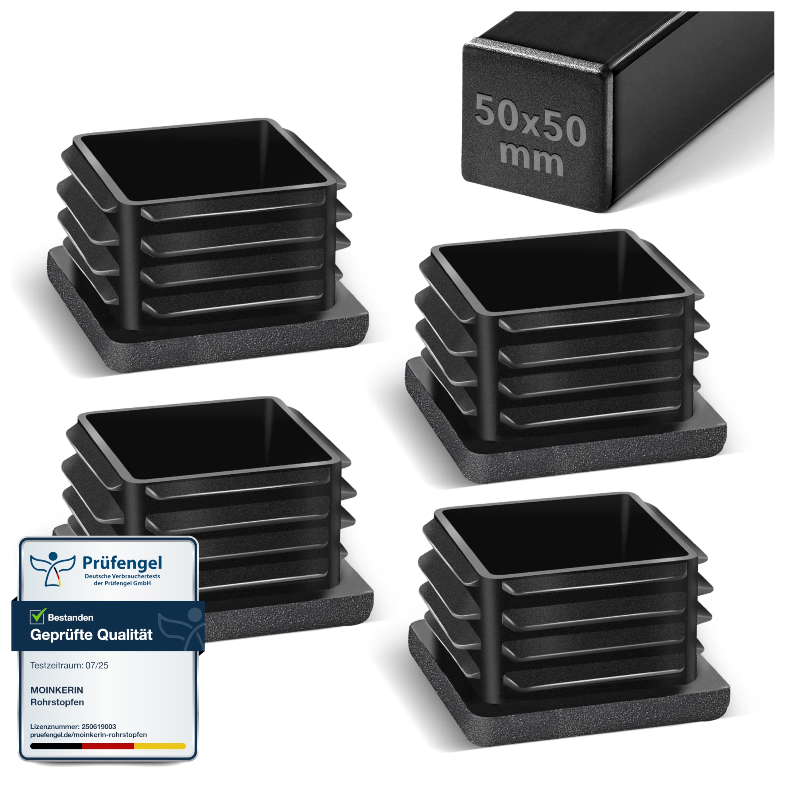 moinkerin 50x50mm Box Section End Caps, PE Plastic End Caps for Square Tube | Sc