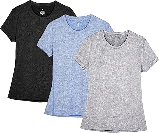 icyzone Women's Workout Running T-Shirt Activewear Yoga Gym Short Sleeve Tops Sports Shirts, 3-Pack