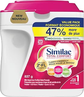 Similac Total Comfort, Baby Formula, Tummy-Friendly, Easy To Digest, Now With Breast Milk-Inspired Innovation 2’-FL, 0+ Months, Powder, 837 g