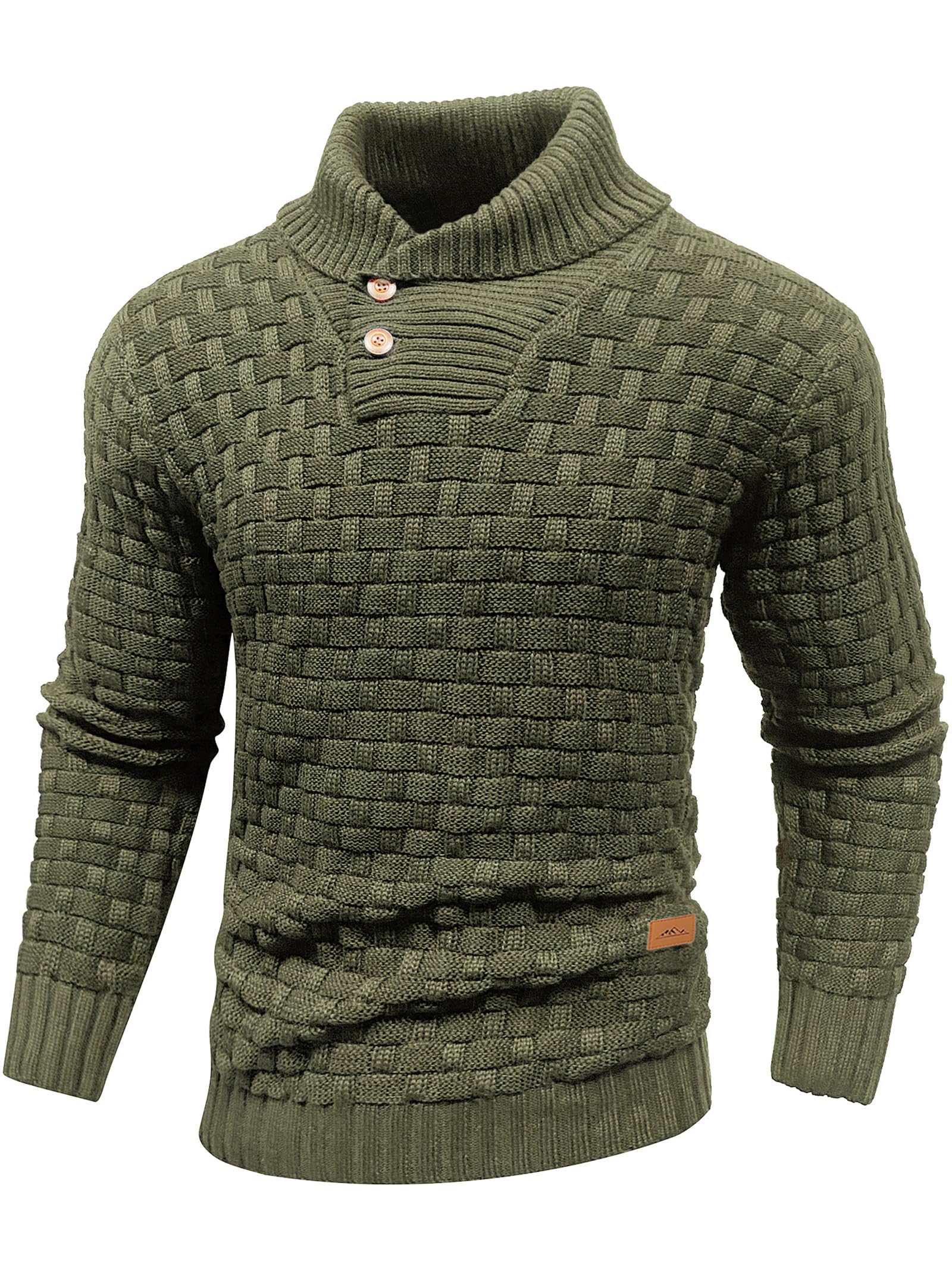 Mens Casual Pullover Waffle Textured Cable Knit v Neck Sweater