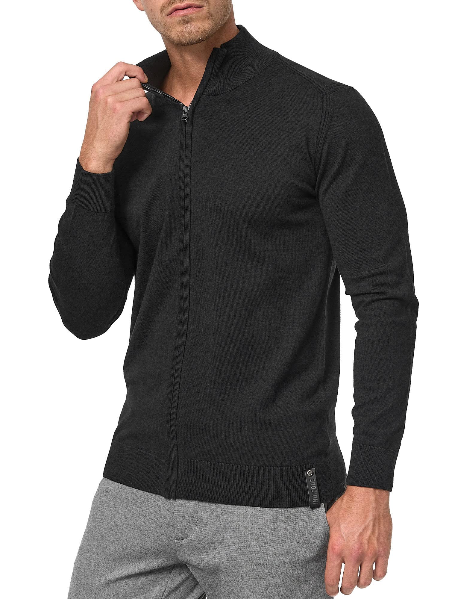 Indicode Men´s Lau Cardigan | Open Top with High Neck in 80% Cotton