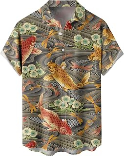 Hawaiian Shirts for Men, Print Casual Short Sleeve Button Down Resort Shirts Beach Shirt