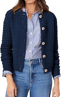 PRETTYGARDEN Women Cardigan Knitted Sweaters Casual Long Sleeve Open Front Button Down Jackets Fashion Outerwear