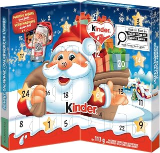 KINDER Christmas 2026 Advent Calendar - Assorted Confections - 113 g | 24 KINDER Milk Chocolate Confections Assortment - Individually Wrapped Treats - Holiday Countdown - Festive Gift