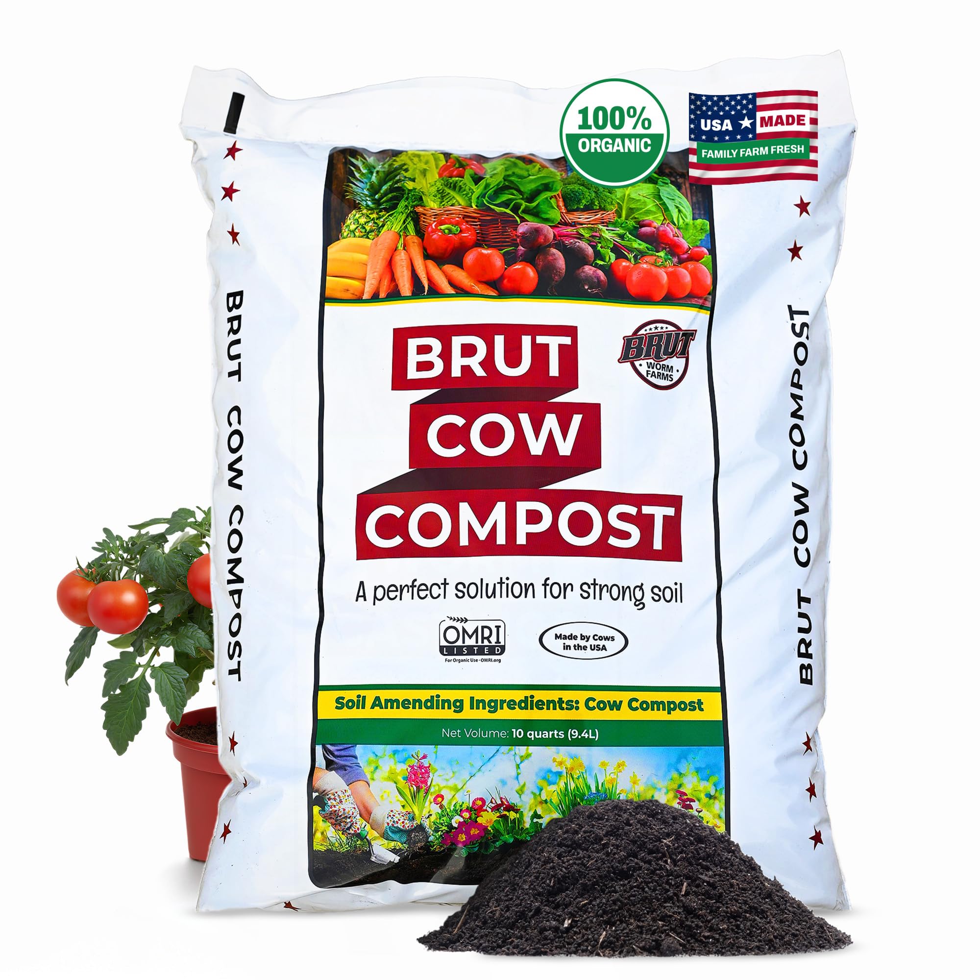 Brut Cow Compost – Nutrient-Rich Composted Cow Manure Organic Soil Amendment – 1