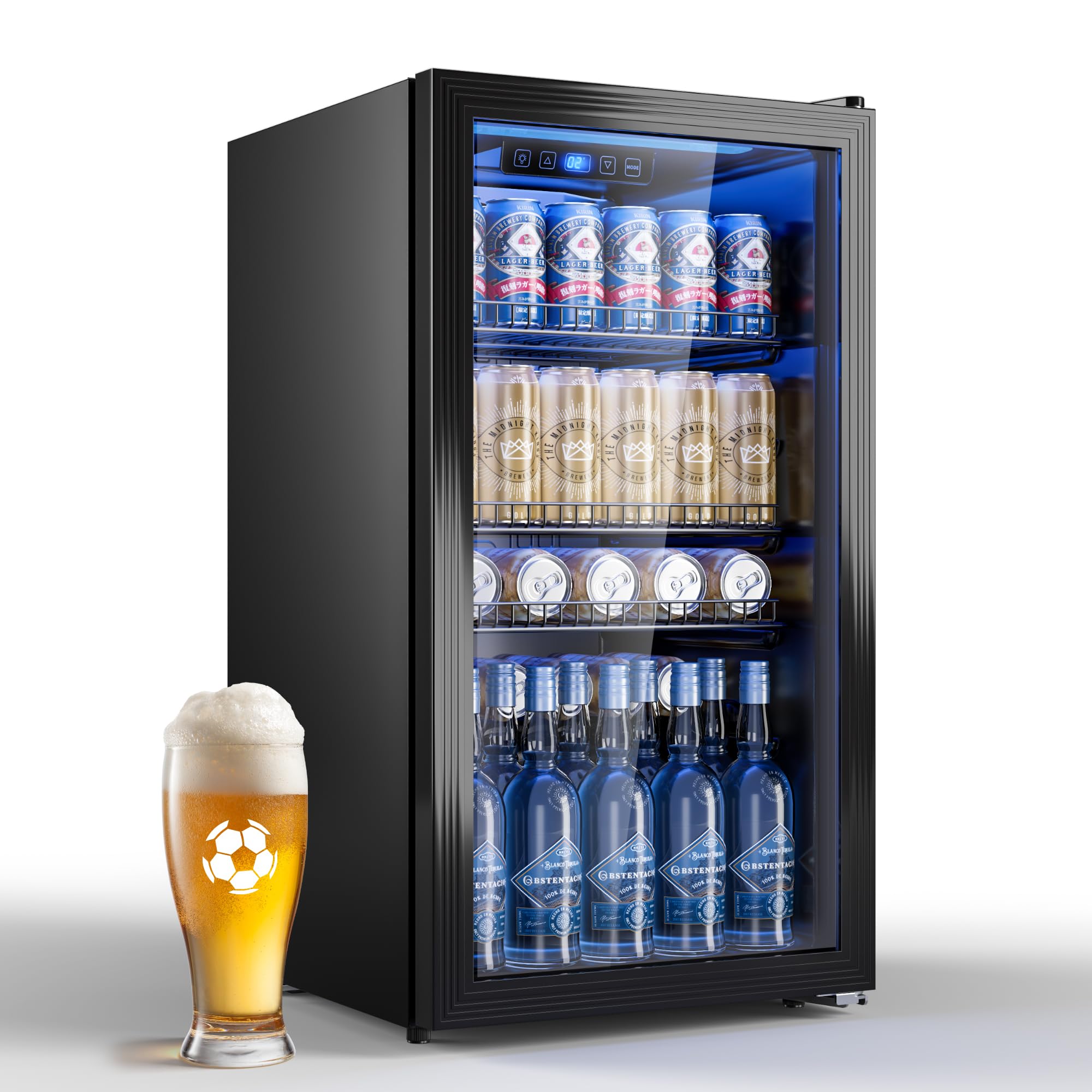 TRIUMPHKEY 90L Drinks Fridge with Glass Door, Beverage Cooler | Holds up to 128 