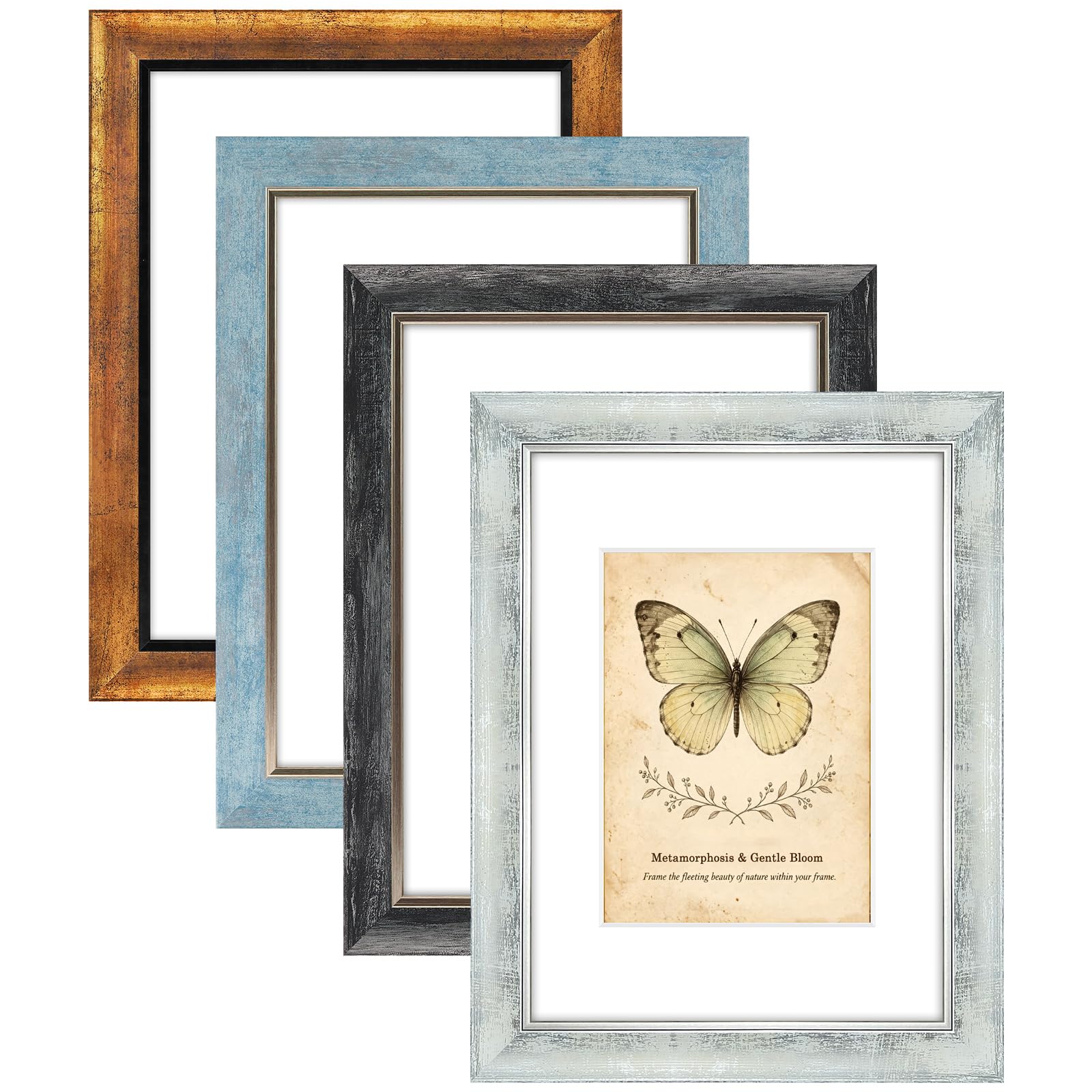 XUANLUO 9x12 Picture Frames Set of 4,Rustic Retro Photo Frame(Multicolor)