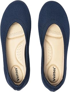 Veittes Chaussures Plates Larges pour Femmes - Chaussures de Ballet Classiques à Bout Rond et à la Mode.