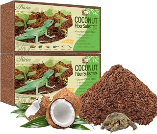 Riare 2 Pack Natural Coconut Fiber Substrate, Coco Coir Reptile Bedding | Coconut Husk Reptile Substrate for Tortoises, Hermit Crabs, Snakes, Bearded Dragon, Geckos, Reptile Enclosure/Terrarium Setup