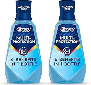 Crest Mouthwash Pro Health Multi-Protection, 1L, 2 Pack, 6-in-1 Benefits, Alcohol Free, Enamel Repair, Breath Freshener, Anti Cavity, Fluoride mouthwash, Bad Breath Treatment for Adults, Contains CPC