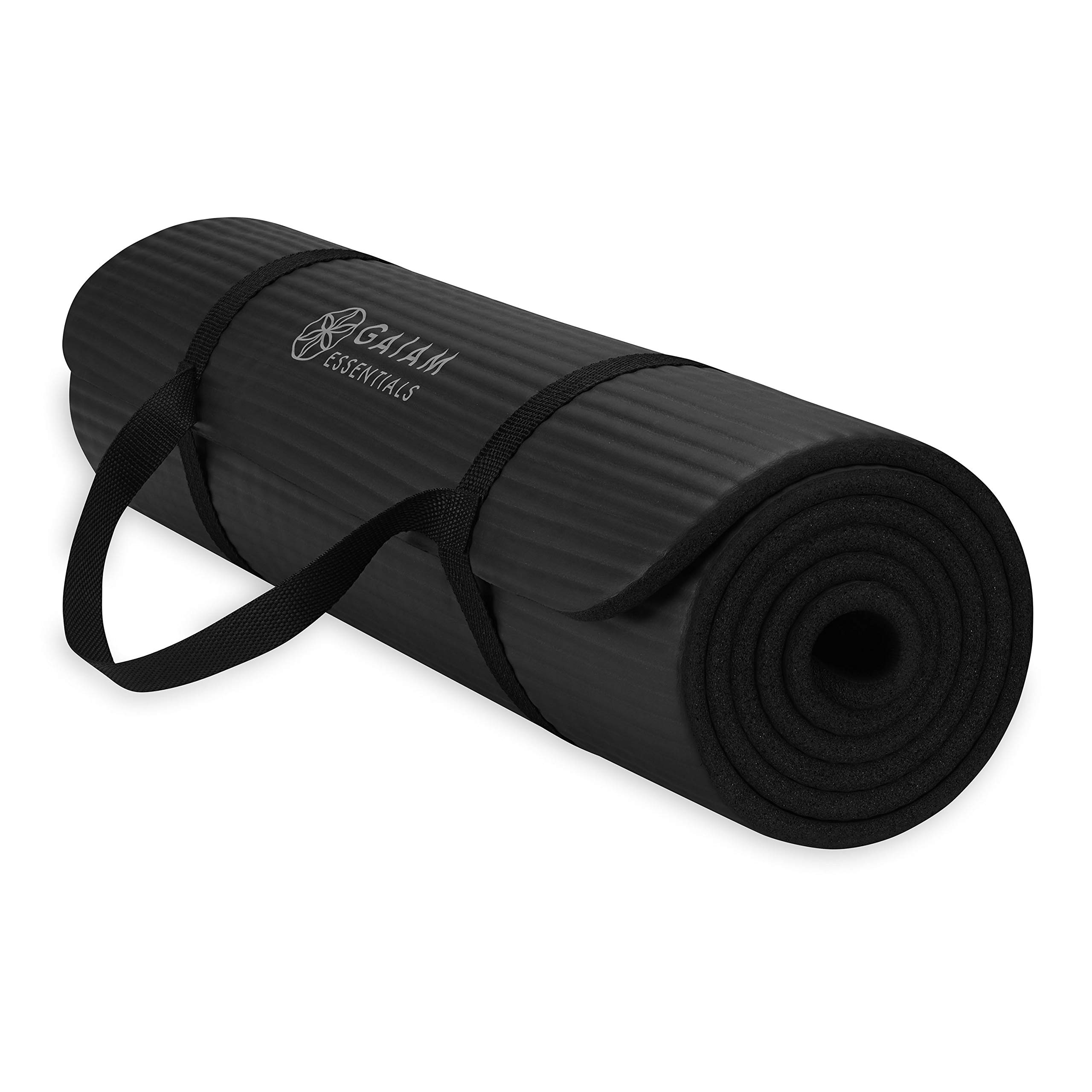 Gaiam Thick Yoga Mat, Exercise & Fitness Mat with Easy-Cinch Carrying Strap | No