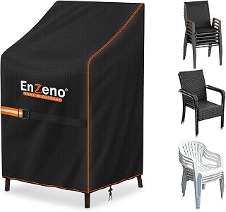 Enzeno Garden Chair Covers Waterproof 70x70x80/120cm outdoor chair covers | 210D Oxford fabric garden chair covers Windproof Anti-UV Patio Stacking Chair Cover with Drawstring for Patio Furniture Cover