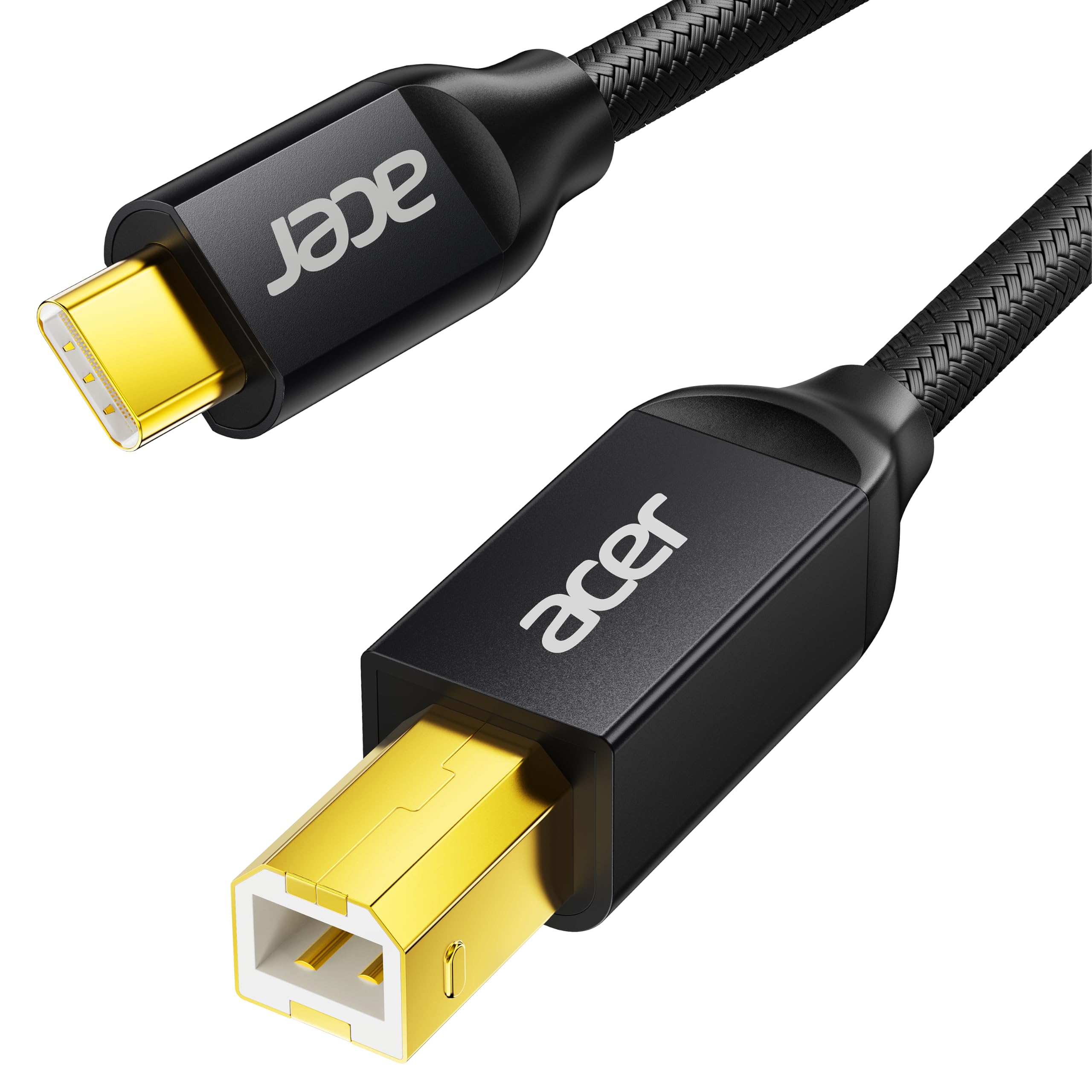 Acer USB B to USB C Cable 6.6FT, Nylon Printer Cable for Printer & MIDI | Alumin