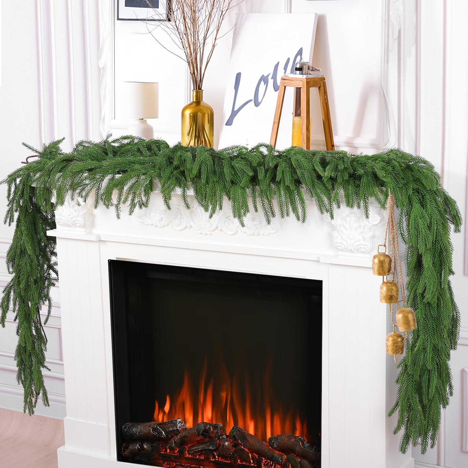 Hananona 2Pcs 6FT Christmas Garlands, Real Touch Norfolk Pine Garland | Faux Nor
