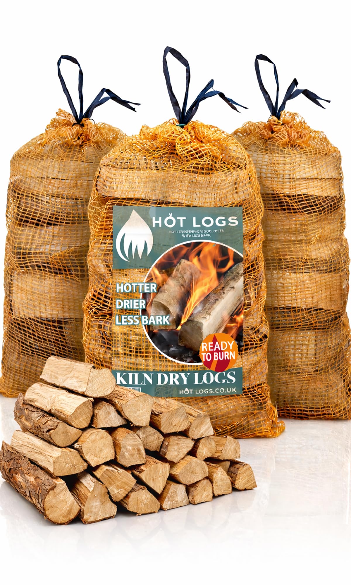 75L HARDWOOD Longer Burning Kiln Dried Logs 3 x 25L Nets, Ideal for Open fires, 