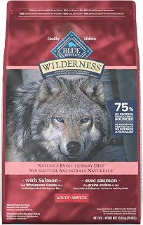 Blue Buffalo Wilderness Salmon Adult Dry Dog Food with Wholesome Grains + Antioxidant-Rich Fruits & Veggies, 39g Protein, Vibrant Energy for an Active Life, Made with Natural Ingredients, 24 lbs.