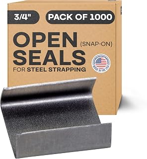 IDL Packaging Open (Snap-On) Seals for 3/4" Strap Width Steel Strapping (Pack of 1000) - Superior Holding Power - Sturdy Metal Clips for Securing Heavy Packaging and Pallet Banding