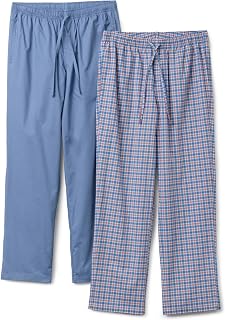 Amazon Essentials Men's Cotton-Stretch Poplin Full-Length Pyjama Bottoms, Pack of 2