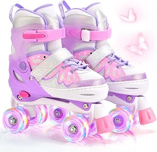 NEMONE Mermaid Adjustable Roller Skates for Girls Kids Toddlers