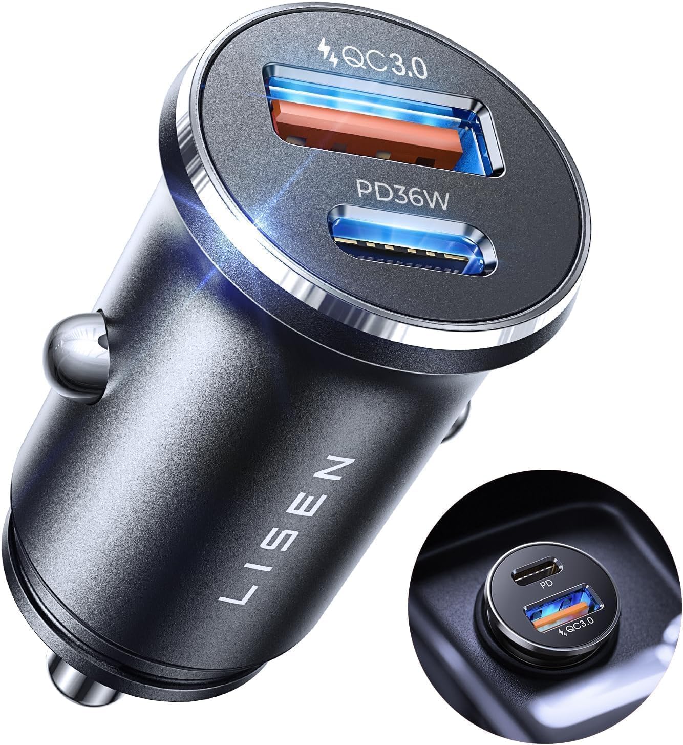 LISEN Car Charger USB C Fast Charge 69W Cigarette Lighter USB Charger 12V | [All