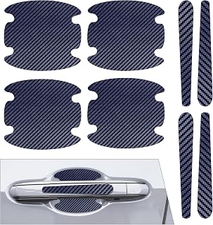 8PCS Car Door Handle Cup Scratch Protectors, Carbon Fiber Car Door Bowl Sticker, Car Door Handle Paint Protective Film Cover, Car Door Protector Accessories for Most Cars (Blue, 8PCS)
