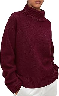 PRETTYGARDEN Women Sweater Turtleneck Long Sleeve 2025 Autumn Fashion Loose Fit Casual Tops Chunky Knit Pullover