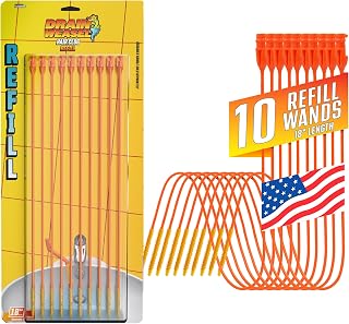 FlexiSnake Drain Weasel Refill for Sink Snake Hair Clog Remover, 10 Pack | Pipe, Bathroom, Bathtub Drain Cleaner, 18" Wands, Made in The USA