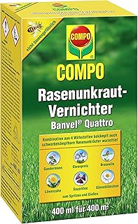 Compo Banvel Quattro Lawn Weed Killer - Combat Heavy Duty Weeds in the Lawn, Concentrate, 400 ml (400 m²)