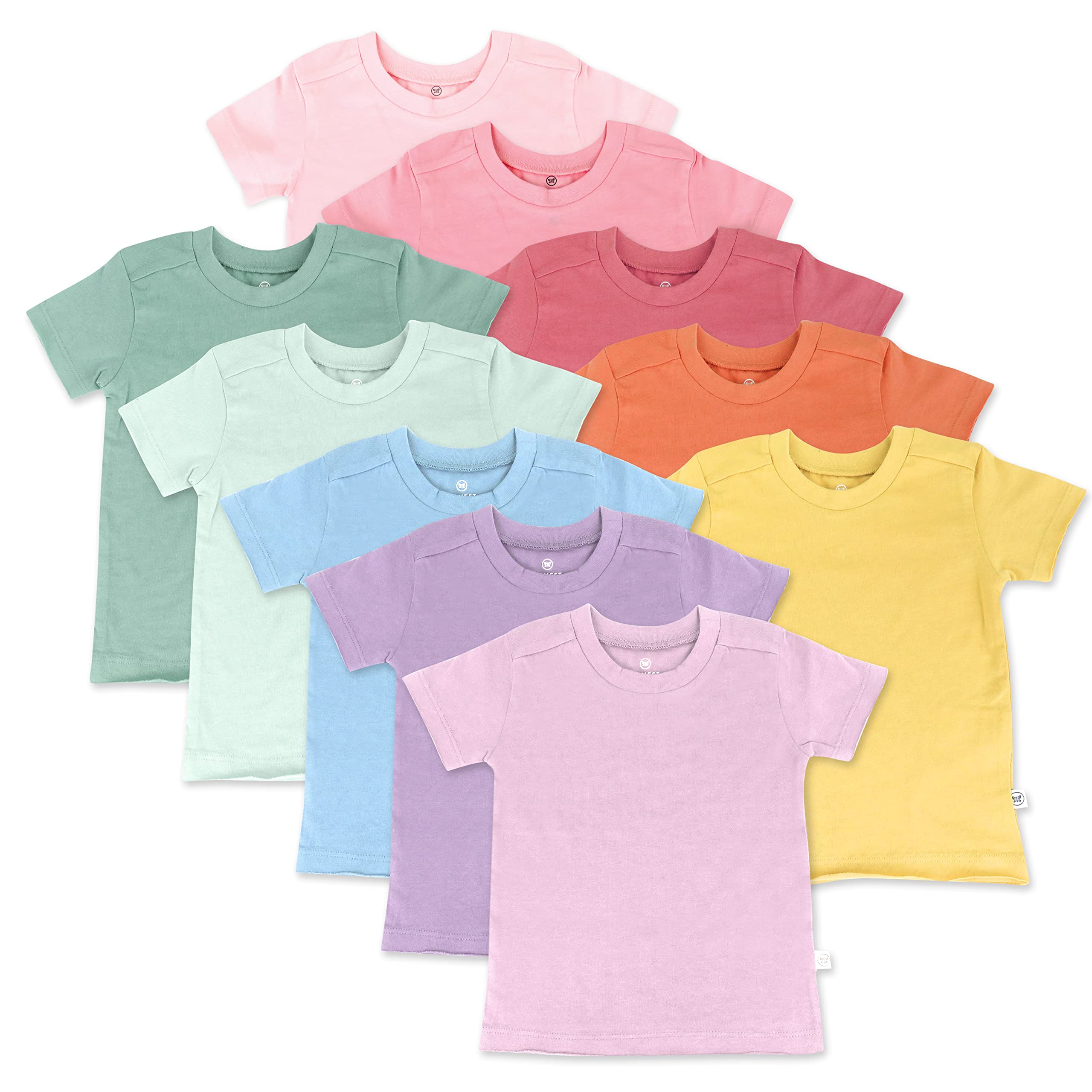 HonestBaby Baby Toddler & Kids' 100% Organic Cotton Short Sleeve T-Shirts (10-Pa