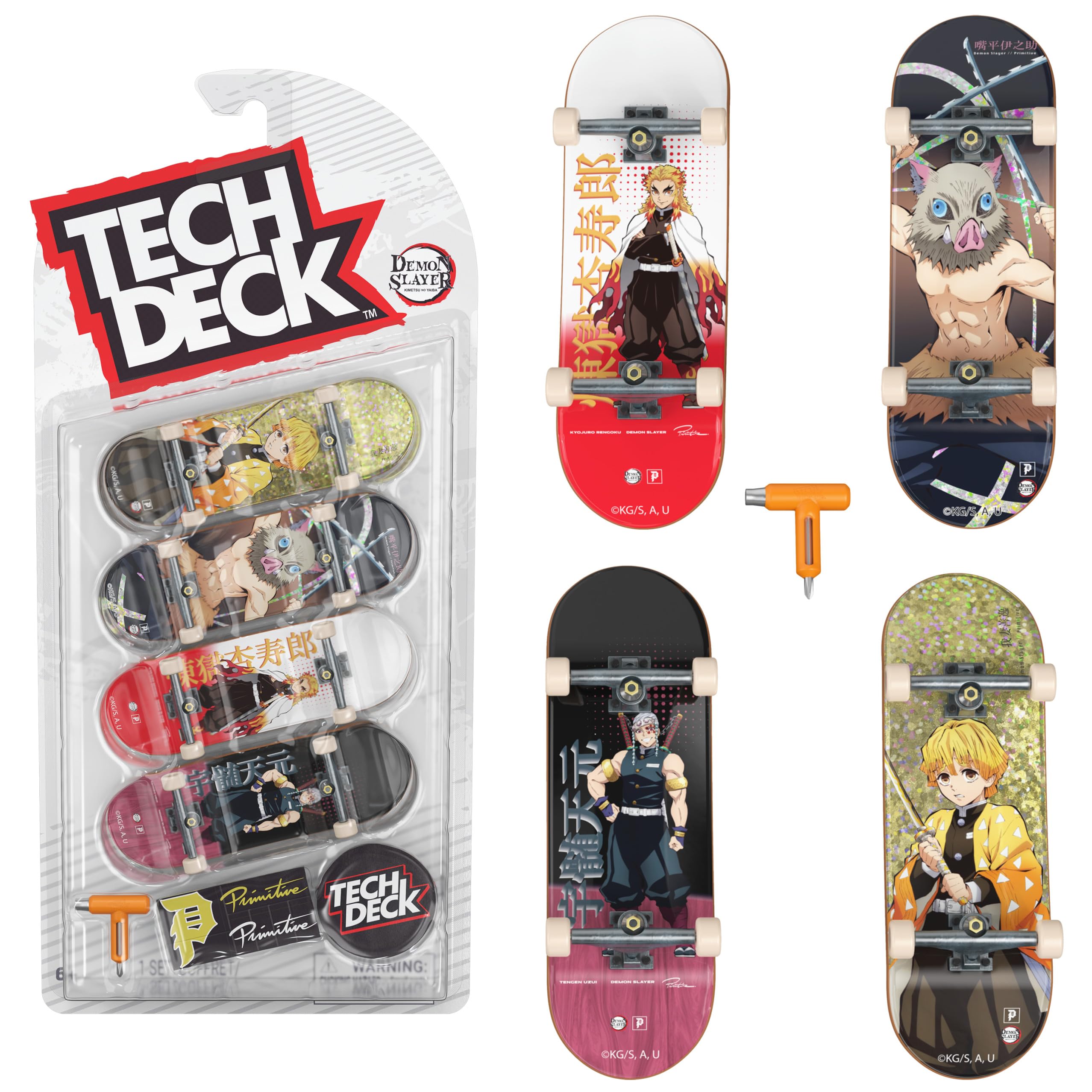 Tech Deck Primitive Demon Slayer Ultra DLX Customizable Fingerboards 4-Pack | Cu