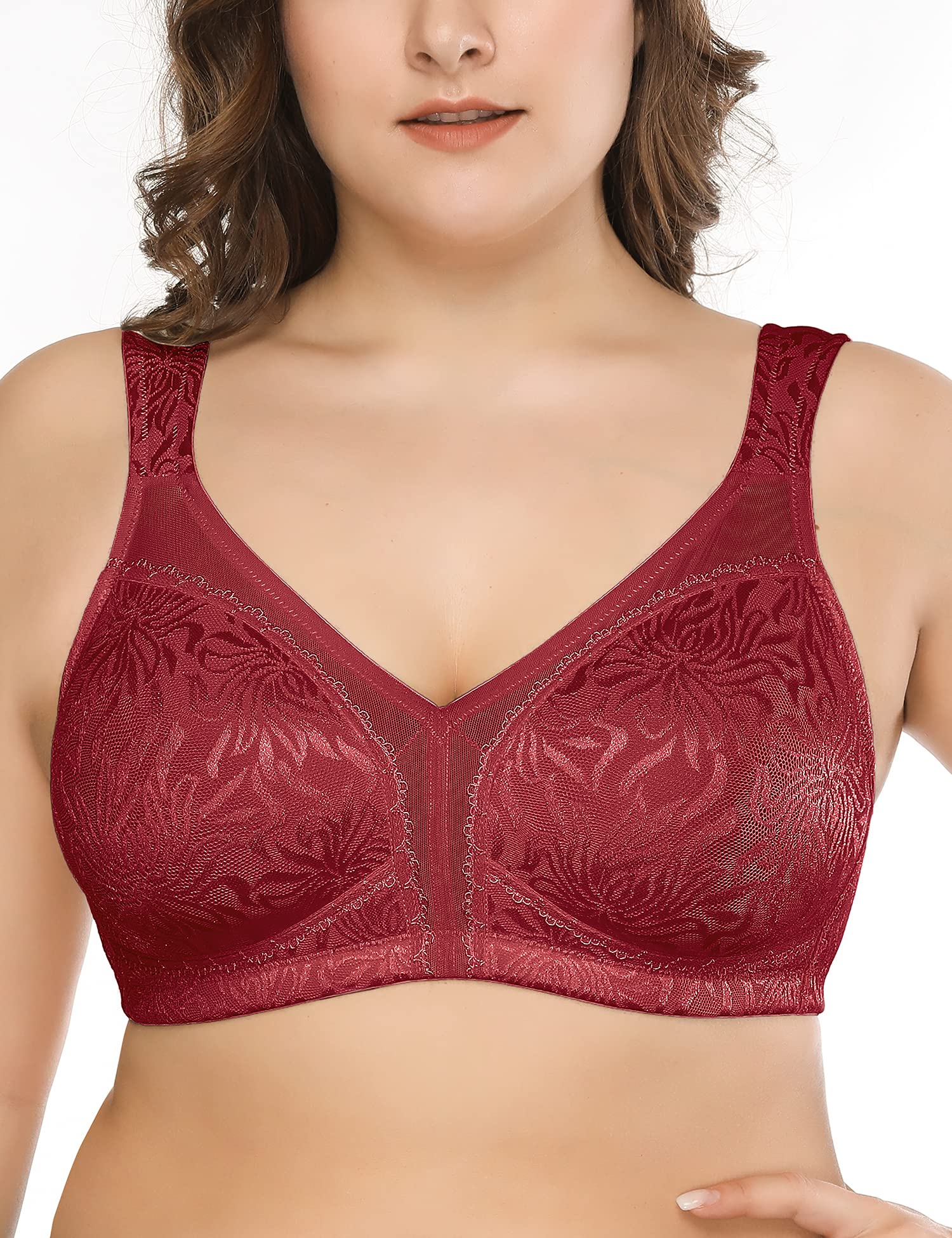 Deyllo Women's Full Cup Minimiser Bra, Non-Underwire, Large Sizes, Classic