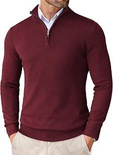 COOFANDY Jumpers for Men Knitted Pullover Crew Neck Quarter Zip Slim Fit Winterpullover Pullover Warm Lightweight Long Sleeve Solid Pullovers Classic
