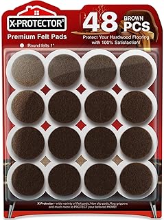 Felt Furniture Pads X-Protector - 48 PCS 1" - Premium Felt Pads (Brown) | Furniture Feet Wood Floors Protectors - Prevent Scratches, Annoying Noise & Protect Your Hard Surfaces!