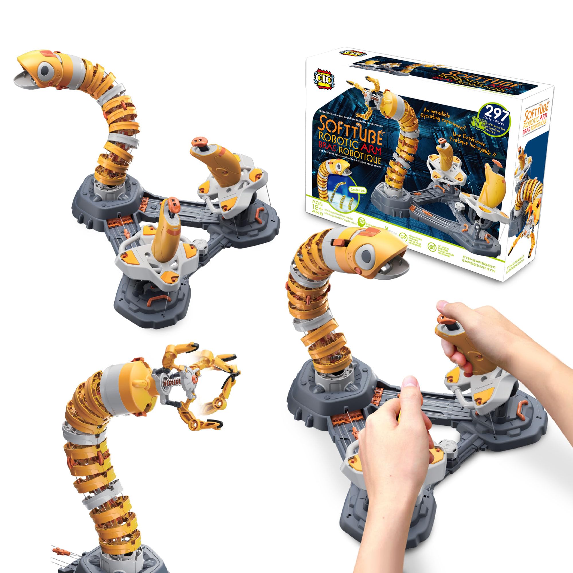 CIC Kits Softtube Bionic Garden EEL Robotic Arm Kit, 2 Modes, 297-Piece Kit | Om