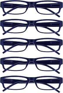 OPULIZE Reading Glasses Dark Blue Value 5 Pack Lightweight Men Women RRRRR32-3 +3.50