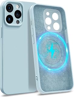 MyGadget Case for iPhone 14 Pro Max [Compatible with MagSafe - Quadruple Protection] - Hard Case with Microfibre Lining & Camera Protection - Light Blue Cover