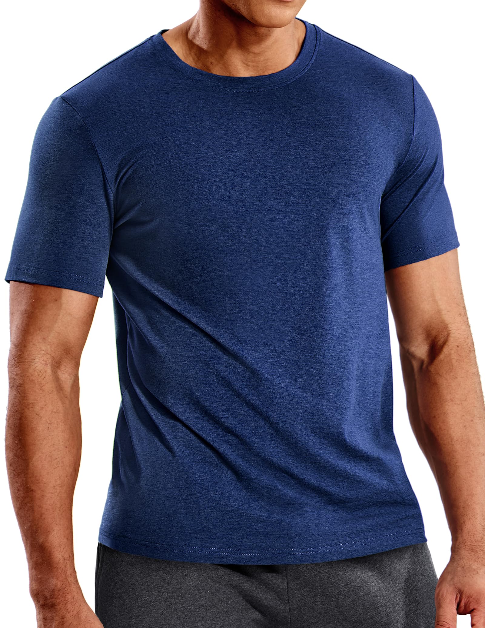 MIER Men's Short Sleeve Dry Fit Soft T-Shirt Athletic Breathable Active Casual R