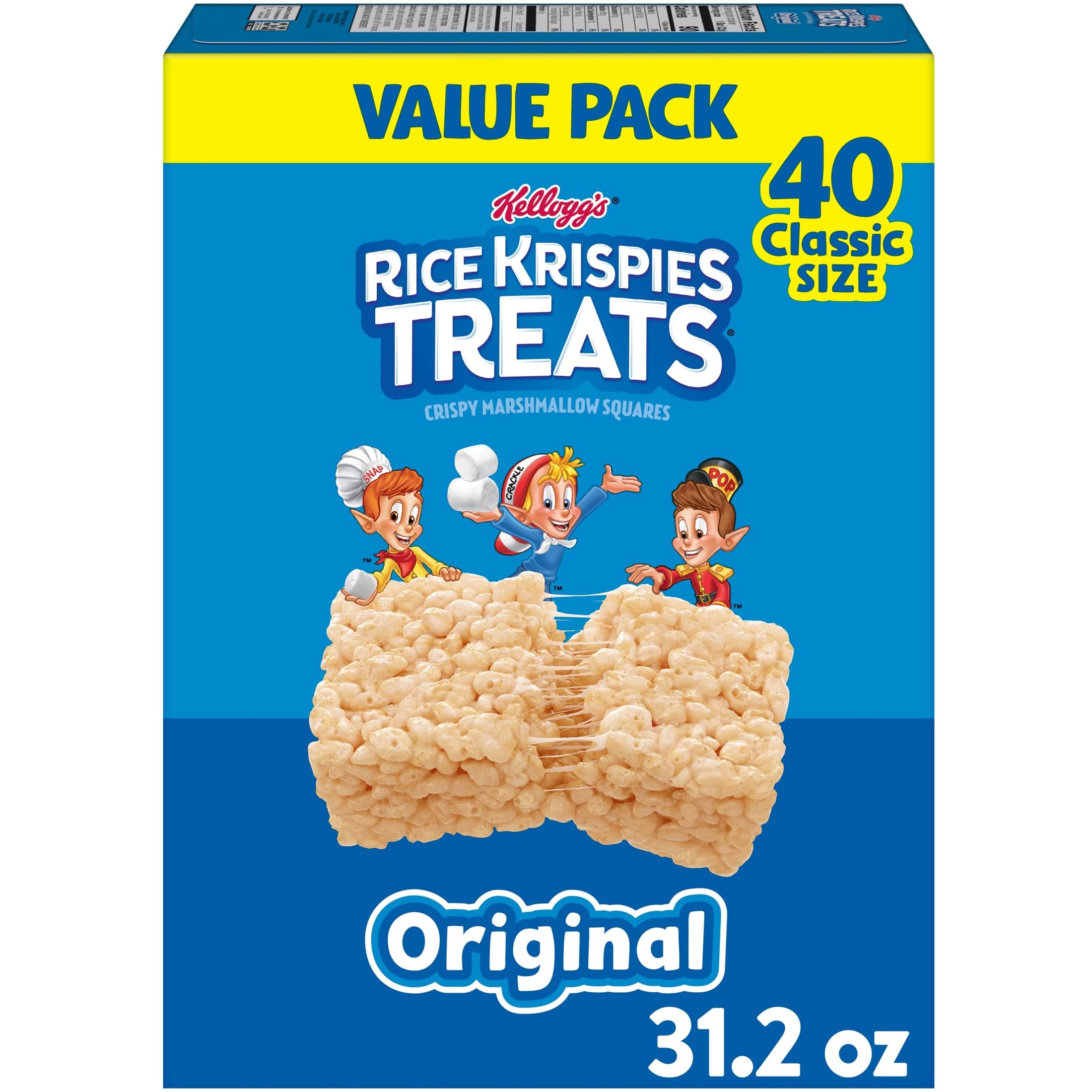 Rice Krispies Treats Crispy Marshmallow Squares, Kids Snacks, Cereal Bars, Origi