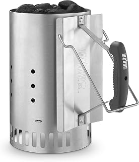 Weber® Rapidfire Chimney Starter, Standard, Silver | Weber® Fast‑Lighting Charcoal Starter for Quick & Even Hot Coals, Durable Silver Metal Design for BBQ Grilling