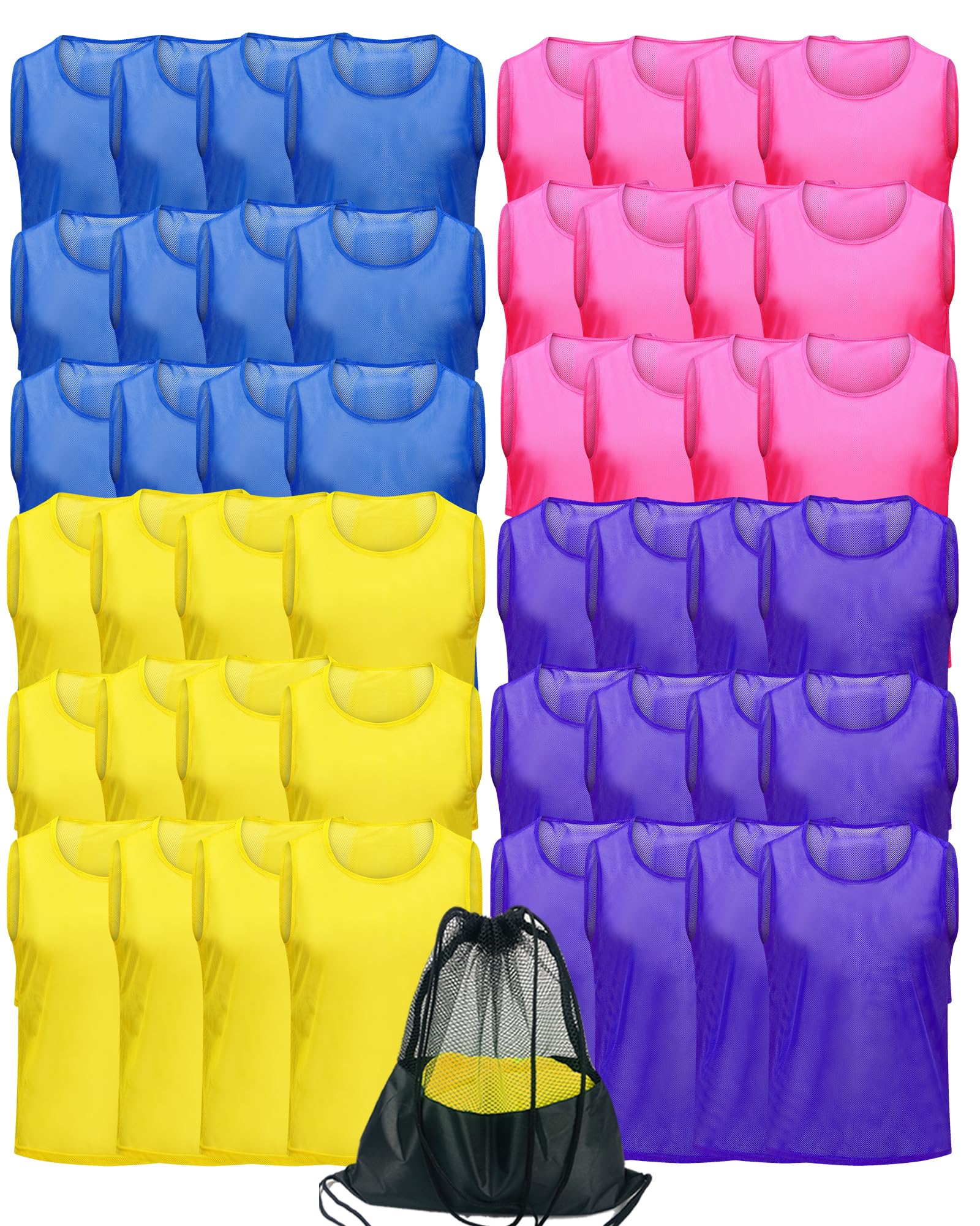 Antoyo 12/24/48Pcs Soccer Pinnies Youth, Scrimmage Team Practice Vests | Mesh Pr
