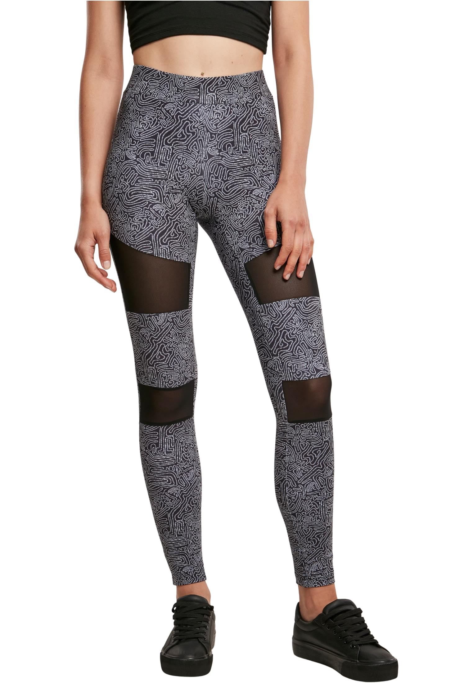 Urban Classics Ladies Tech Mesh AOP Leggings, Damen Leggings, erhältlich in viel